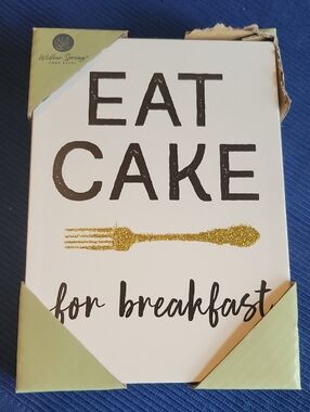 White, Black & Gold "Eat Cake" Wall Sign
